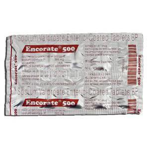 エンコレート, バルプロ酸, 500mg, 錠 包装