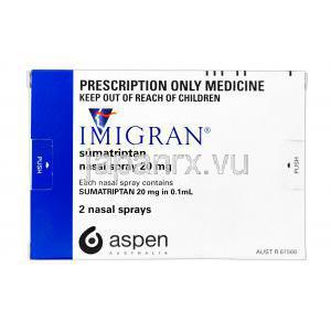 イミグラン　鼻スプレー，コハク酸スマトリプタン 0.1mlあたり20mg　箱 