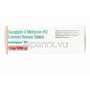 コンビグライゼ XR サクサグリプチン 5mg / メトホルミン徐放性剤 1000mg 箱　情報