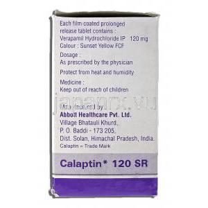 カラプチン, ベラパミル 120mg SR錠 （Abbott） 箱側面