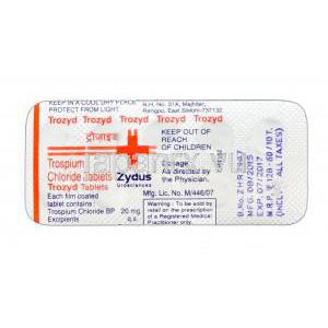 トロザイド，塩化トロスピウム 20mg　ブリスターパック情報