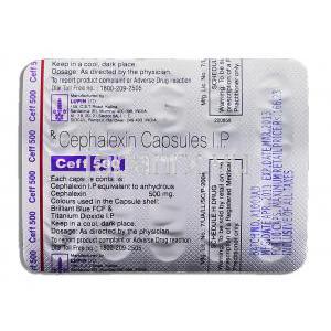 セフ, セファレキシン 500MG  カプセル裏面