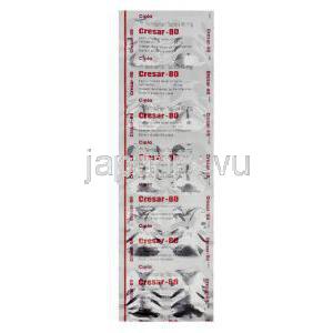 テルミサルタン（ミカルディスジェネリック）, Cresar 80mg 錠 (Cipla) 包装