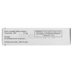 ダイアミド, トラセミド 10mg 錠, 箱側面記載情報