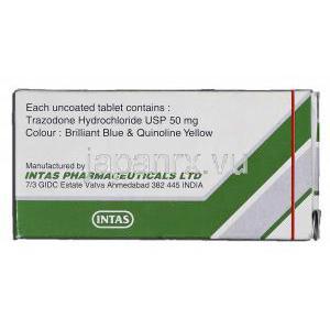 トラゾニル, 塩酸トラゾドン 50mg, 錠 箱記載情報