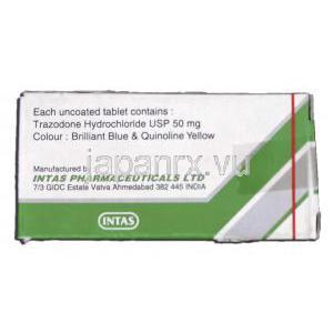 トラゾニル, 塩酸トラゾドン 50mg, 錠 箱記載情報