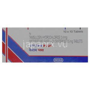 ベルタムプラス, 塩酸タムスロシン／デュタステライド, 0.4mg   0.5mg 錠 (Intas) 箱