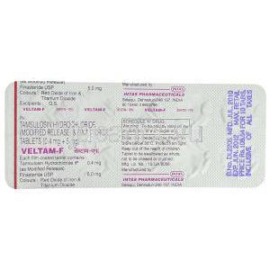 ベルタムＦ, タムスロシン/フィナステリド 0.4 / 5mg 錠 (Intas) 包装裏面