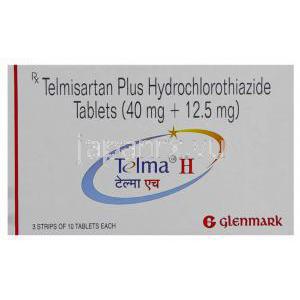 テルマＨ, テルミサルタン/ヒドロクロロチアジド, 40mg/ 12.5mg錠 (Glenmark) 箱