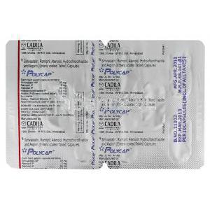 ポリキャップ Polycap,	アテノロール50mg / チアジド12.5mg / ラミプリル5mg / シンバスタチン20mg / アスピリ