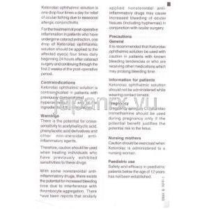 ケトロラック・トロメタミン（アキュラージェネリック）, Acular DS,  0.4% 5ml 点眼薬(Allergan) 説明書1