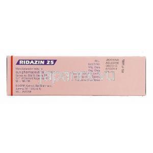 リダジン, チオリダジン 25mg 錠 (Sun Pharma) 製造者情報