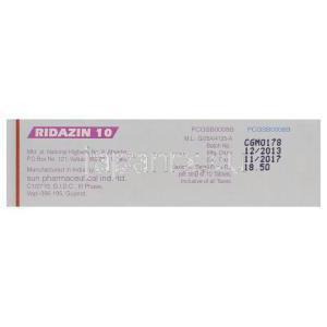 リダジン, チオリダジン塩酸塩　10mg　SunPharma製