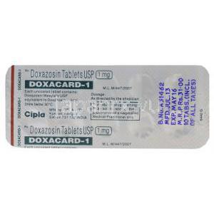 ドクサカード, ドキサゾシン 1mg　包装シート裏面