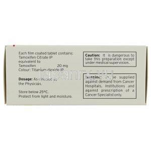 タモキシフェン, クエン酸タモキシフェン  20mg (Fresenius Kabi) 箱側面