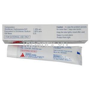ジクロフェナク （ジェネリック・ボルタレン）, Voveran Emulgel, 1% 30gm ゲル (NOVARTIS)