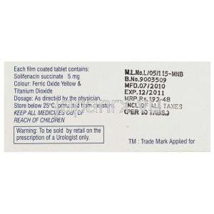 ソリテン, ソリフェナシン  10mg 錠 (Ranbaxy) 成分