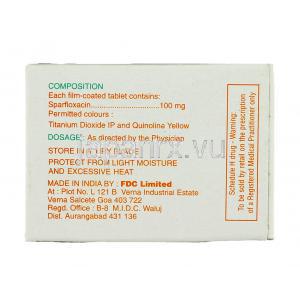 ゾスパー, スパルフロキサシン 100mg 錠 (FDC) 成分