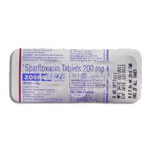 ゾスパー, スパルフロキサシン 200mg 錠 (FDC) 包装裏面