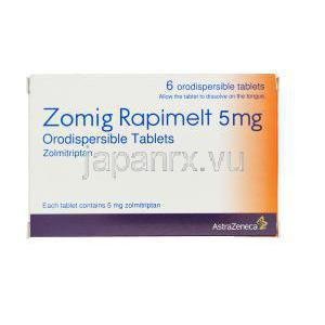 ゾーミッグラピメルト,ゾルミトリプタン　5mg　口腔内分散性錠　箱