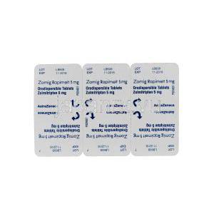 ゾーミッグラピメルト,ゾルミトリプタン　5mg　口腔内分散性錠　シート裏面
