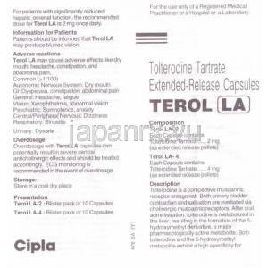 デトルシトールカプセルジェネリック, 酒石酸トルテロジン  2 mg 説明書 1
