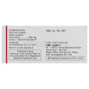 ビロビル, ファムシクロビル 500mg 錠 (FDC) 箱裏面