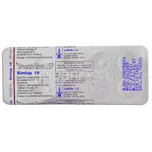 シムラップ, シンバスタチン  10mg 包装裏面