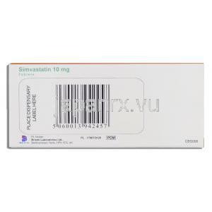 シンバスタチン, シンバスタチン 10mg 錠 (ブリストル) 箱裏面