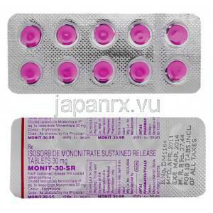 硝酸イソソルビド（アイトロール ジェネリック）, Monit 30MG SR 錠 (Intas) 包装