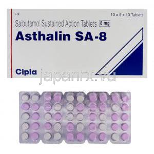 アスタリン Asthalin, 硫酸サルブタモール 8mg 錠 (Cipla)