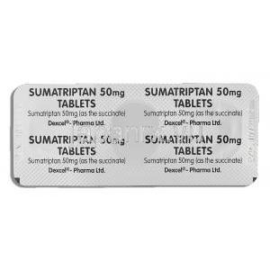 スマトリプタン, スマトリプタン 50mg 錠 (Dexcel) 包装裏面