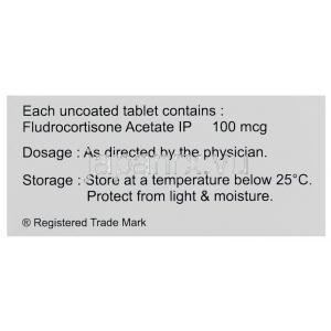 フロリコット,フルドロコルチゾン  100mcg 錠＆箱 (Samarth) 保管方法