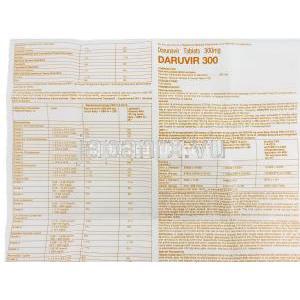 ダルビル Daruvir , プリジスタナイーブ ジェネリック, ダルナビル 300mg 錠 (Cipla) 情報シート