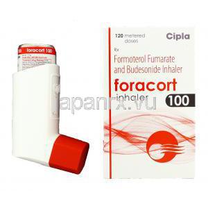 フォラコート, フマル酸ホルモテロール / ブデソニド配合 6 mcg   ブデソニド 100 mcg 吸入剤（Cipla