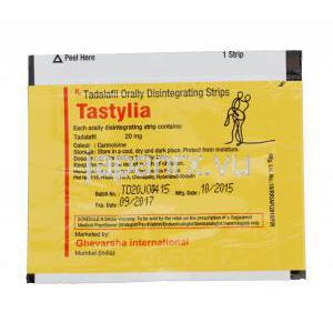 タステリア，タダラフィル 20mg オーラルストリップ　パッケージ情報