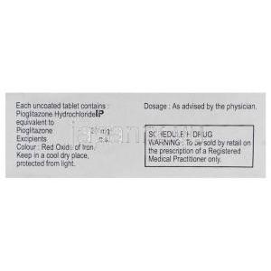 ジェネリック・アクトス, ピオグリタゾン  30 mg 錠 成分表示
