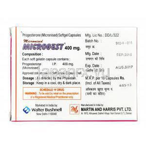 マイクロゲスト, 微粒子状プロゲステロン 400mg　製造元：Martin and Harris