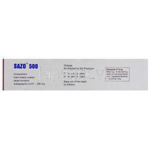 スルファサラジン（ジェネリック・アザルフィジン）Sazo 500mg 錠 (Wallace) 注意書