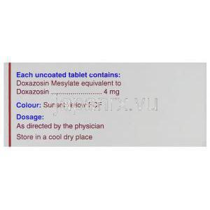 ドクサカード Doxacard, カルデナリンジェネリック, ドキサゾシン  4mg 錠 (Cipla) 成分