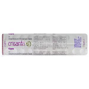 ドロスピレノン/エチニルエストラジオール配合（ヤスミン ジェネリック）, Crisanta, 3m 0.03mg 錠 (Cipla