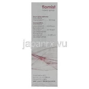 フルチカゾン(フルナーゼジェネリック), Flomist, 50μｇ100mdi (Cipla) 成分