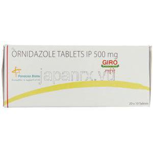 ジロ, オルニダゾール　Giro  500mg 錠 (Panacea Biotec)　箱