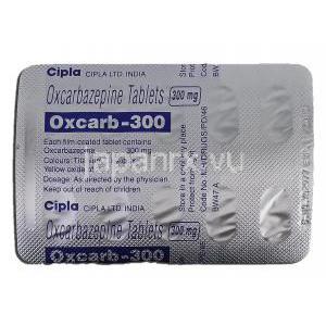 オクスカーブ, オクスカルバゼピン 300mg, 包装裏面