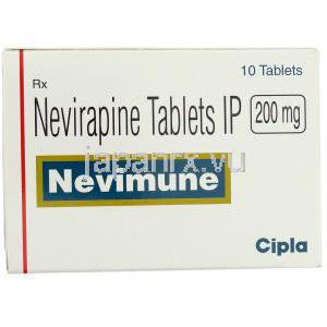 ネビミューン, ネビラピン 200mg 錠 (Cipla) 箱