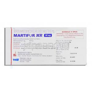 マーチファー, ニトロフラントイン 50mg 錠 (Walter Bushmer) 箱裏面