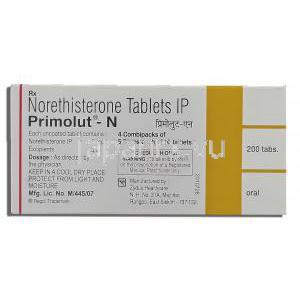プリモルト・エヌ, ノルエチステロン 5mg (Zydus) 箱裏面