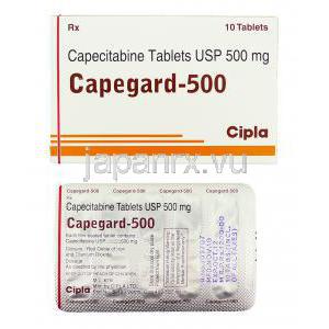 ケープガード Capegard, ゼローダ ジェネリック, カペシタビン  500mg 錠 (Cipla)
