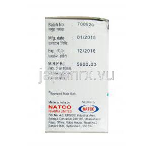 ゲフチナット,　イレッサジェネリック,　ゲフェチニブ 250mg 箱　製造元： Natco