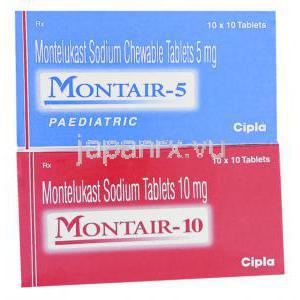 モンテア, モンテルカストナトリウム 5mg/10mg 錠 (Cipla)